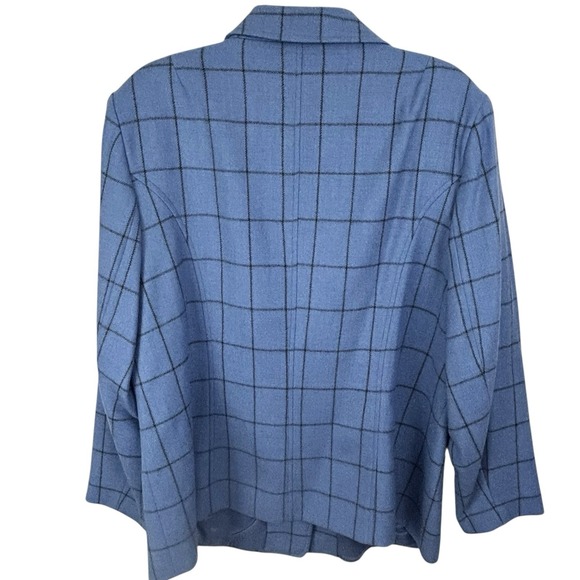 TALBOTS WOMAN Blue Plaid Cashmere Wool BLAZER Jacket 18W Work Office Academia - Picture 2 of 14